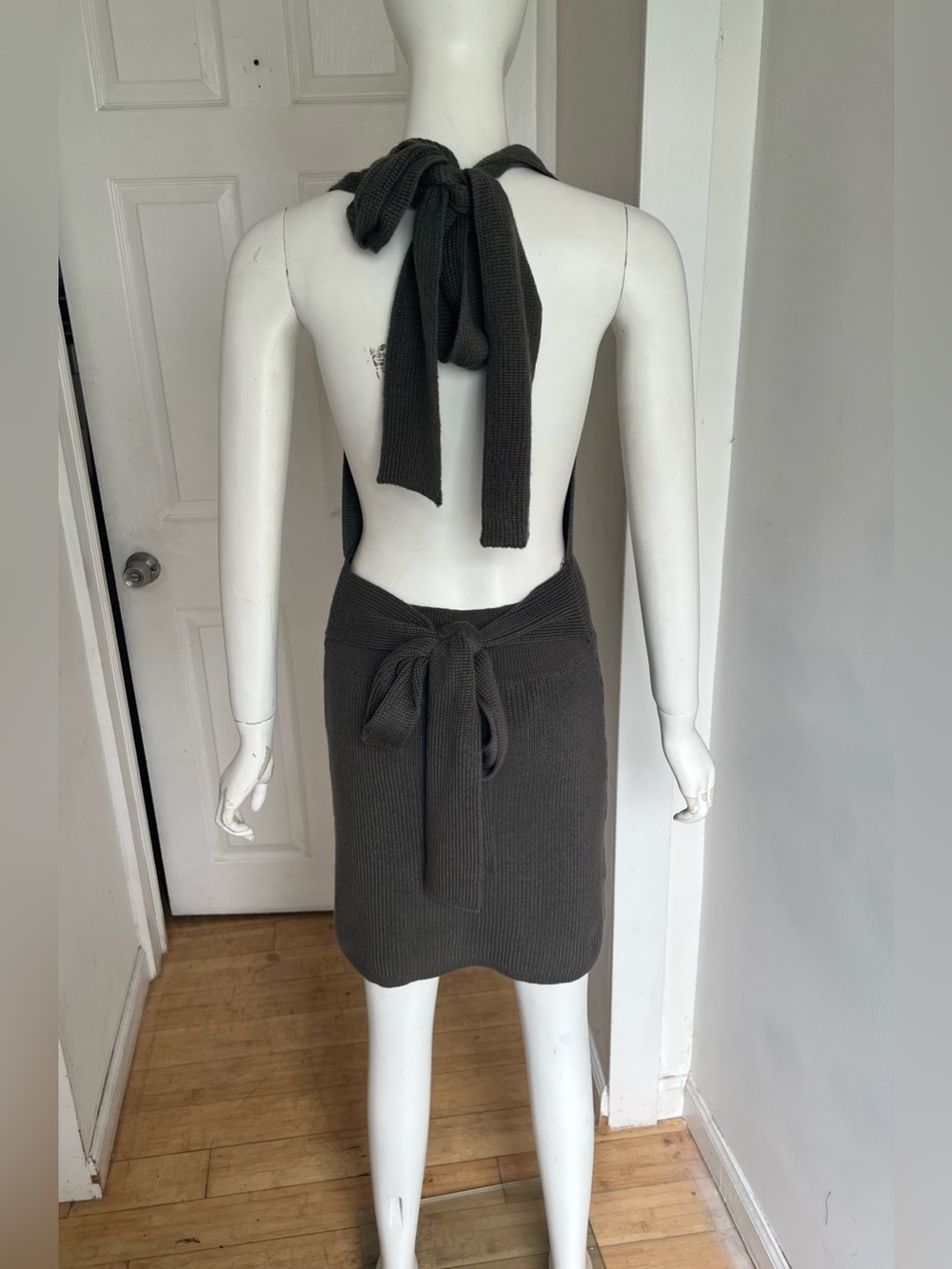 NEW Free People Beach Orchid Knit Mini Dress Gray Backless Halter Size Small - Picture 9 of 13